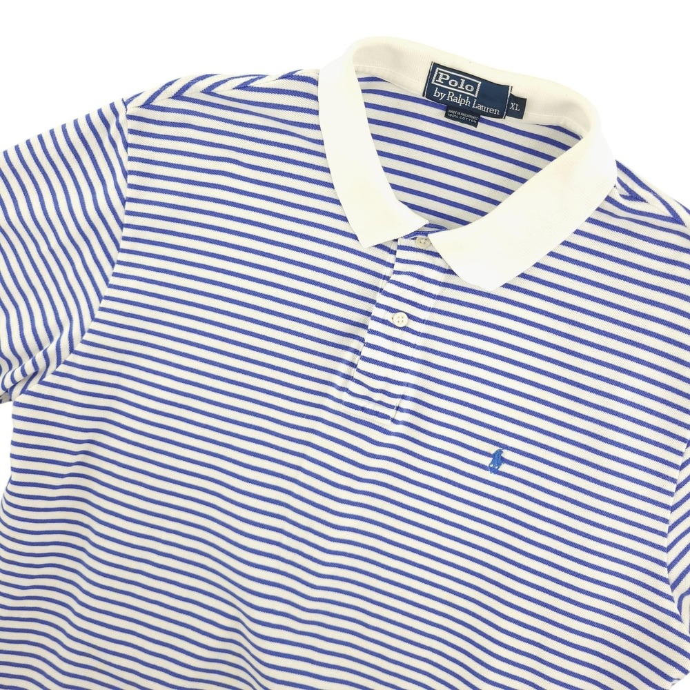 Polo By Ralph Lauren Polo Shirt Mens XL Blue Stripe Cotton Casual Summer Top